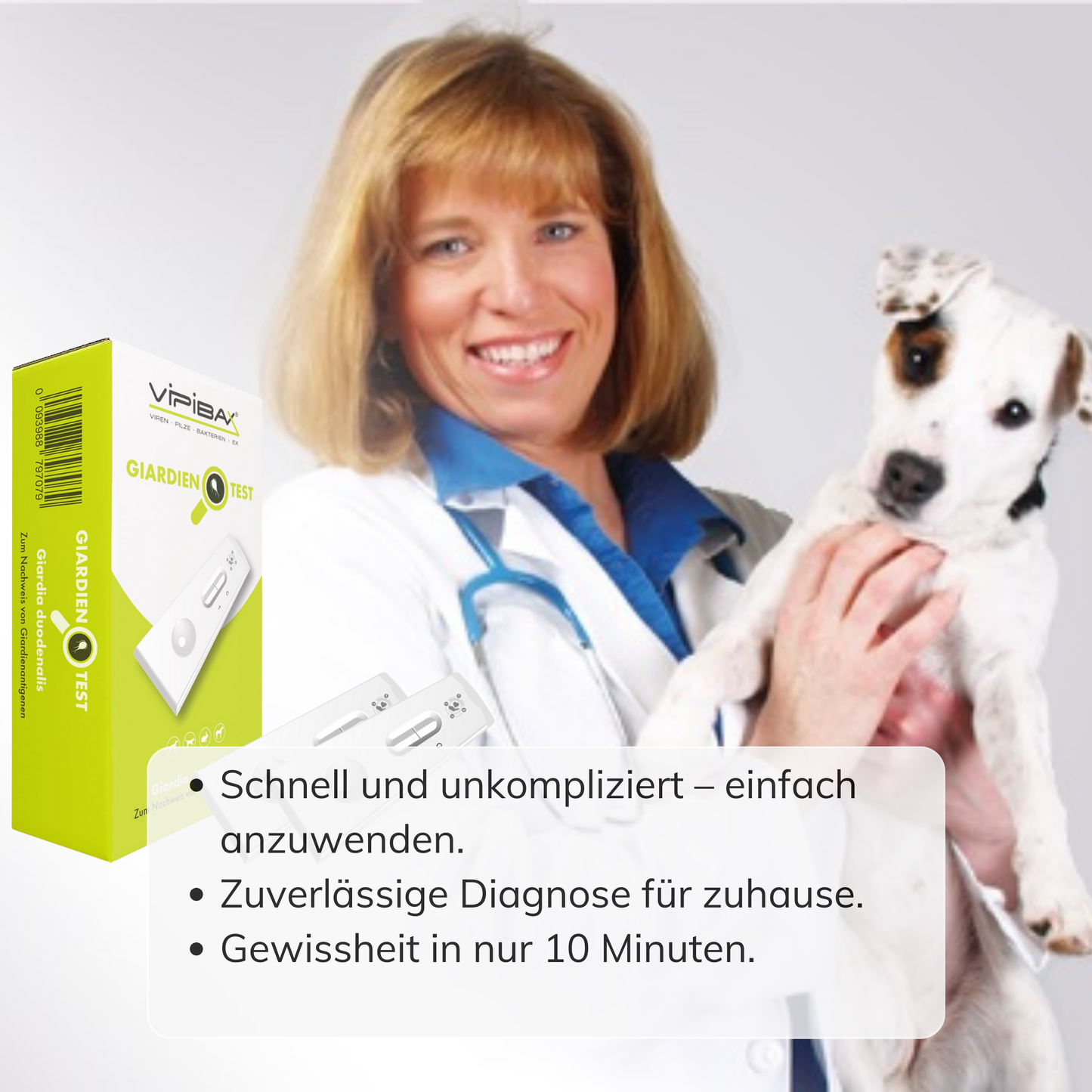 ViPiBaX Giardien Akut Bundle – Schnelltest, Desinfektionsmittel und Ergänzungsfuttermittel gegen Giardien