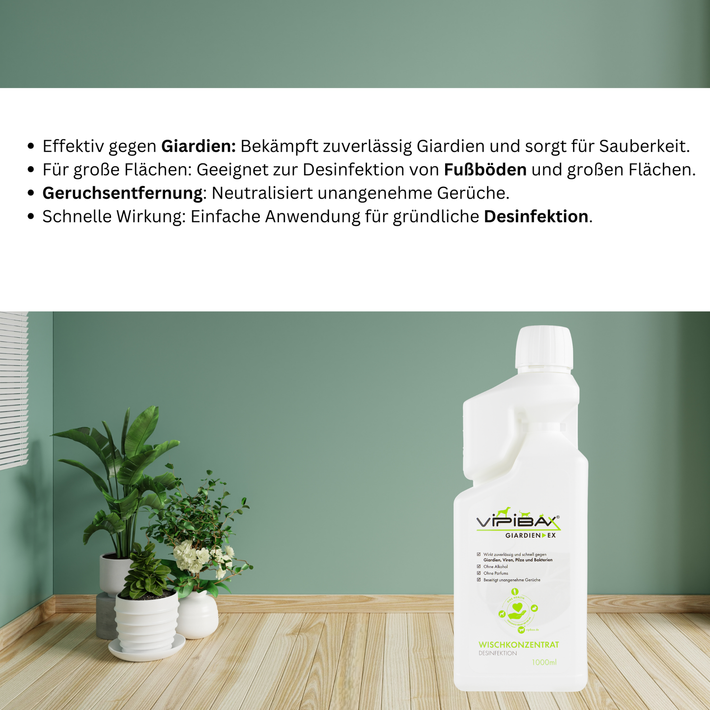 Giardien Wischkonzentrat für die gründliche Reinigung – Effektive Desinfektion von Oberflächen zur Vorbeugung und Bekämpfung von Giardien bei Hunden und Katzen.