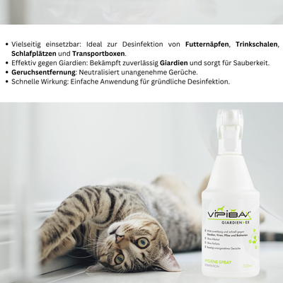 Giardienspray und Geruchsvernichter für Hunde und Katzen – Effektive Desinfektion zur Bekämpfung von Giardien und unangenehmen Gerüchen.