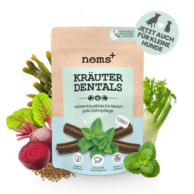 noms+ Kräuter Dentals für Hunde zur Zahn- und Darmpflege (150g)