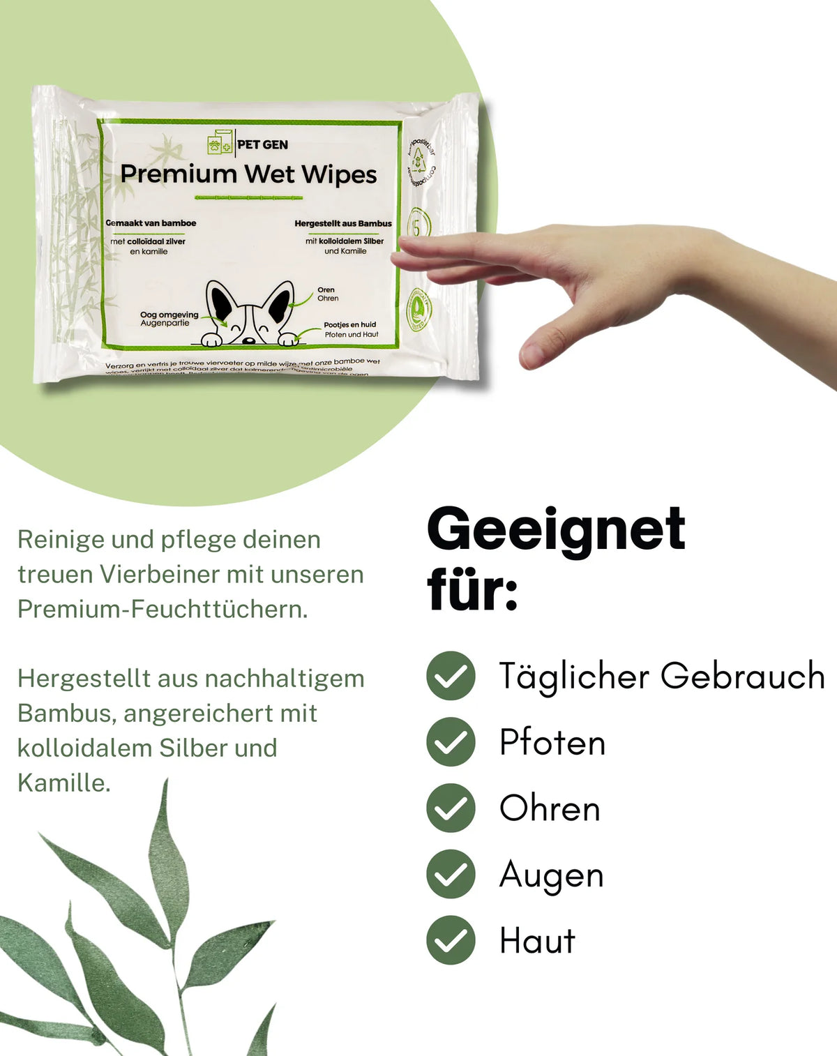 TraumaPet Premium-Feuchttücher: Infografik zu den Pflegebereichen