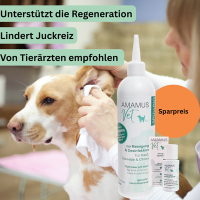 AMAMUS Ohrenpflege Set für Tiere – Effektive Reinigung & Pflege für Hunde und Katzen