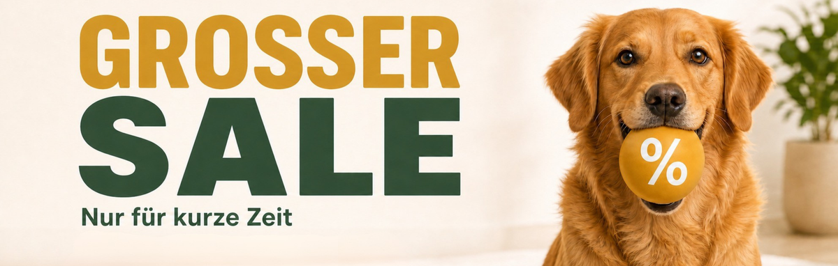 Großer Sale bei Tierhygiene24 – Hund mit Prozentzeichen. Aktuelle Angebote entdecken.