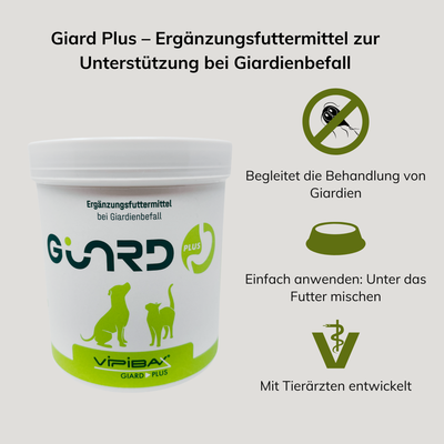 Giard Plus Ergänzungsfutter gegen Giardien – Unterstützt die Behandlung von Hunden & Katzen 140g