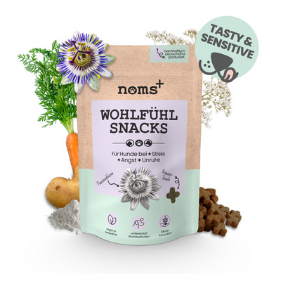 noms+ Wohlfühlsnacks für Hunde bei Stress, Angst, Unruhe & Hyperaktivität 125g