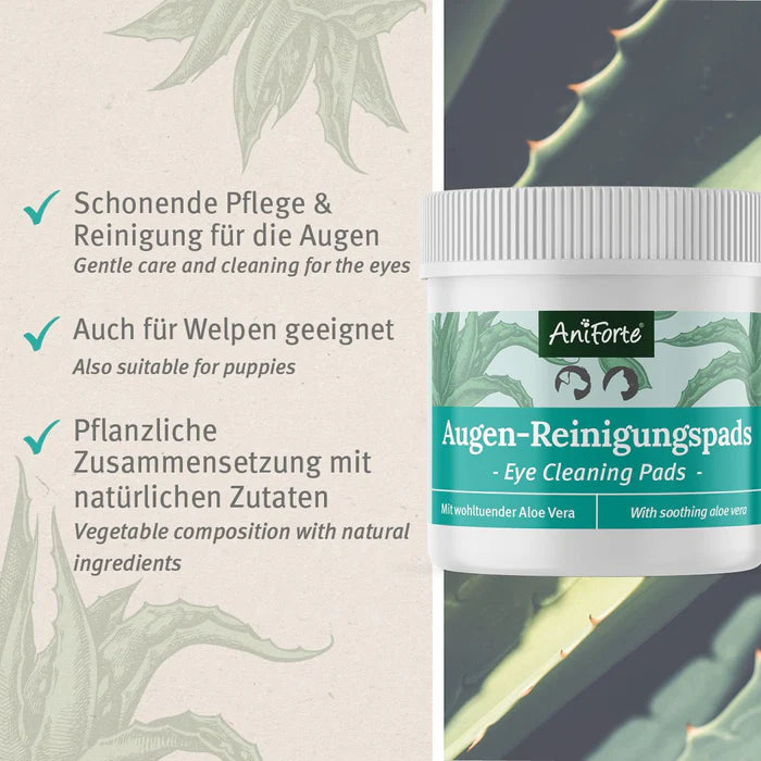 AniForte® Augen-Reinigungspads – Effektive und schonende Reinigung bei Tränensteinen und Verschmutzungen für Hunde und Katzen aller Altersgruppen.
