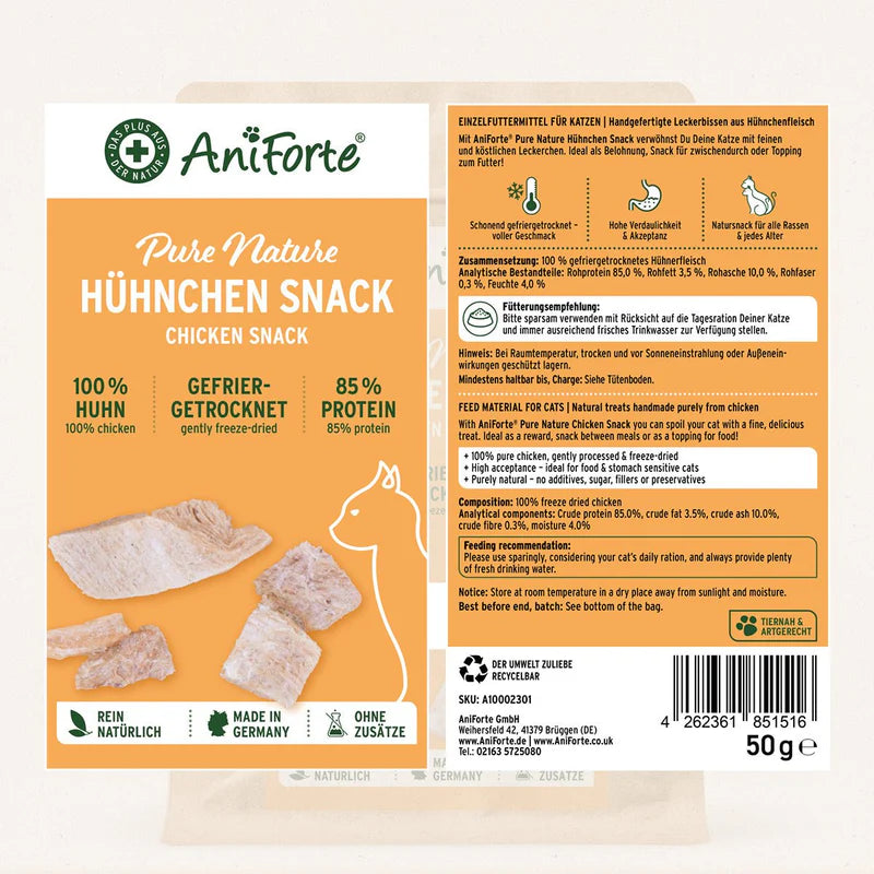 AniForte® Hühnchen Snack 100% Hühnerfleisch für Katzen