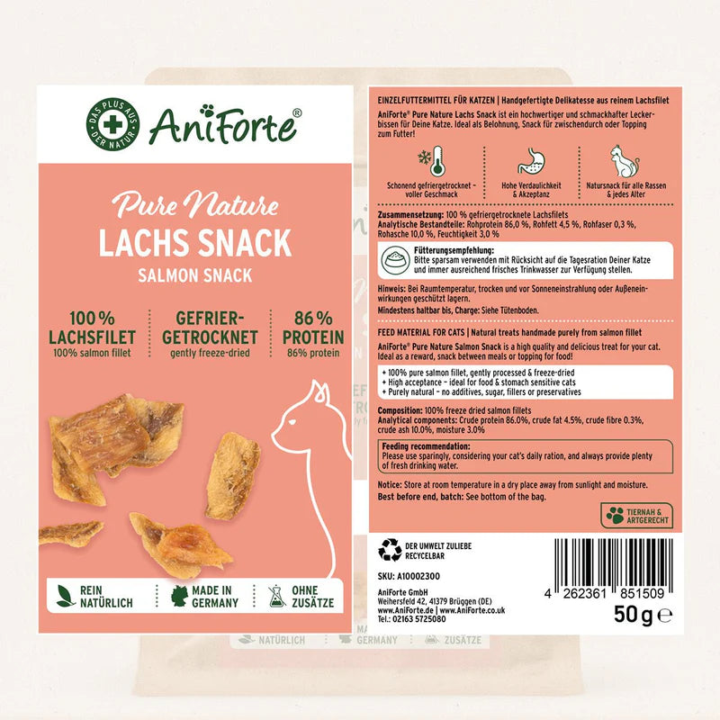 AniForte® Lachs Snack 100% Lachsfilet für Katzen
