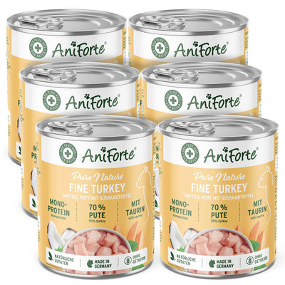 AniForte® Nassfutter Fine Turkey – Saftige Pute mit Süßkartoffel - 6 x 400 g
