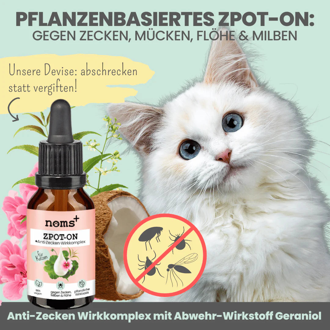 noms+ Zpot-on für Katzen gegen Zecken, Flöhe, Milben & Mücken (30ml)